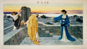 Fresque de Rahab, la prostituée de Jéricho, cachant sur la terrasse les espions envoyés par Josué