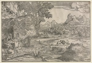 Paysage avec Saint Jérôme et deux lions