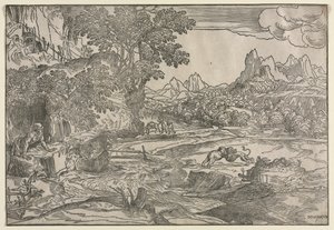 Paysage avec Saint Jérôme et deux lions, vers 1530-35