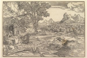 Paysage avec Saint Jérôme à gauche regardant vers le lion et l