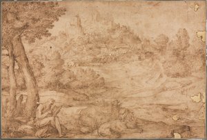 Saint Jérôme dans un paysage