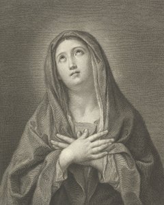 La Vierge regardant vers le haut avec les mains croisées sur sa poitrine, d