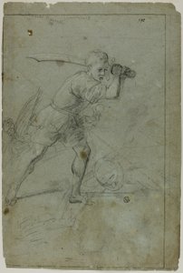 David décapitant Goliath (recto); Esquisse de figure féminine drapée avec le bras droit levé au-dessus de la tête (verso)