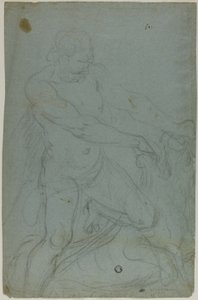 Samson et le Lion (recto); Vierge Marie avec le bras droit étendu (verso)
