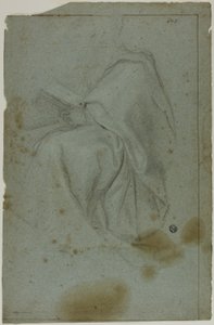 Figure masculine drapée assise avec un livre (recto) ; Deux femmes assises avec croquis de la main gauche (verso) - Domenico Fiasella