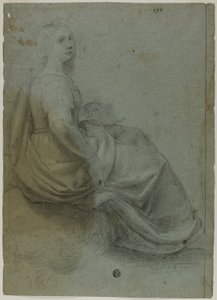 Femme assise de profil, à droite