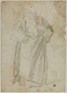 Ange debout (recto) ; Étude de visage et draperie (verso)