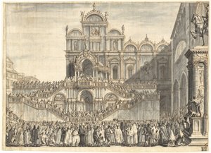 Campo San Zanipolo décoré pour la visite de Pie VI - Domenico Fossati