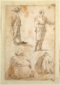 Quatre hommes - Domenico Gargiulo, called Micco Spadaro
