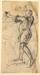 Homme Debout avec les Bras Levés - Domenico Gargiulo, called Micco Spadaro