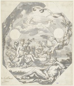 Conception pour un cadran avec une allégorie mythologique - Domenico I Piola (attributed to)