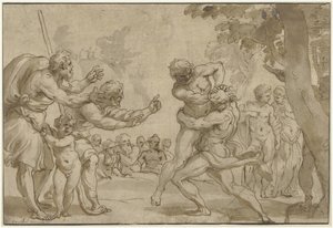 Hercule et Antée - Domenico I Piola
