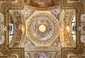 Le dôme avec la représentation du Couronnement de la Vierge, (détail), fin du XVIIe siècle - Domenico I Piola