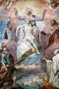 Jésus et Dieu le Père. Fresque. Gênes. Italie.