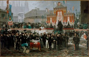 Cérémonie pour la pose de la première pierre de la galerie Vittorio Emanuele II le 7 mars 1865 - Domenico Induno