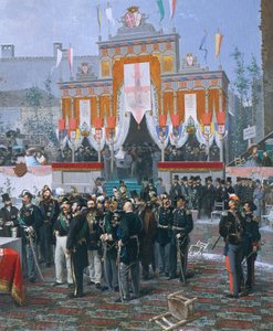 La pose de la première pierre de la Galleria Vittorio Emanuele à Milan - Domenico Induno