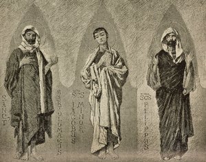Saints Barthélemy, Jacques le Mineur et Philippe, cartons de Domenico Morelli pour la mosaïque de la cathédrale d