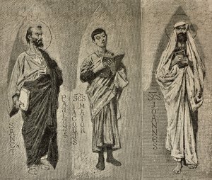 Saints Paul, Jacques le Majeur et Jean, cartons de Domenico Morelli pour la mosaïque de la cathédrale d