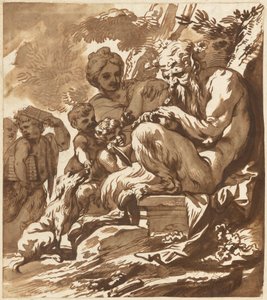 Un satyre divertissant sa famille - Domenico Piola