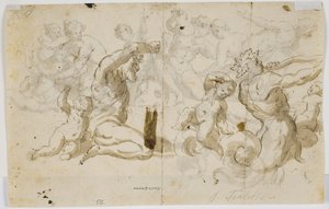 Un dieu de la rivière et deux putti