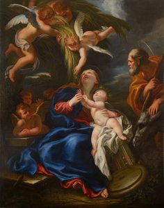 French: le Repos de la Sainte Famille sur le chemin d’Égypte - Domenico Piola