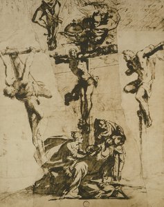 Étude de la Crucifixion et de la Vierge évanouie - Domenico Robusti Tintoretto