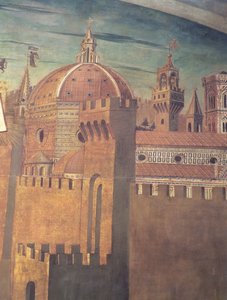 Cathédrale de Florence, de la fresque de Dante avec la Divina Commedia (détail)