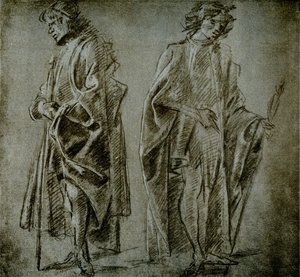 Études de draperie pour deux figures masculines