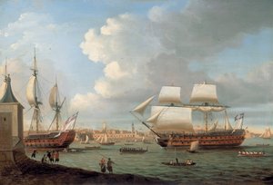 Foudroyant et Pégase entrant dans le port de Portsmouth, 1782 - Dominic Serres