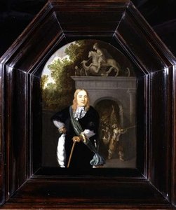 Portrait du capitaine Jacobus Van Der Burgh devant la Doeler Poort, Leiden - Dominicus van Tol