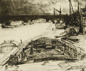 Vent et pluie sur la Tamise - Donald Shaw MacLaughlan