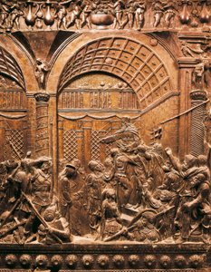 Art de la Renaissance (Quattrocento) : Christ emmené devant Caïphe. 1460. Bas-relief en bronze