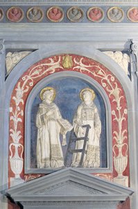 Saint Laurent et Saint Étienne, bas-relief au-dessus de la porte nord, vers 1440