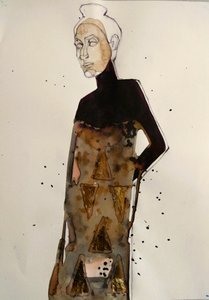 Élégante figurine de mode dorée