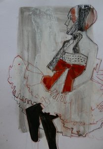 Femme élégante avec un nœud rouge - Doris Schmitz