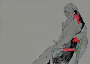 Femme pensive assise - Doris Schmitz