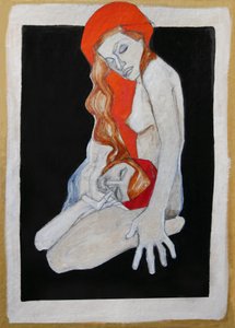 Étreinte rouge et mélancolique