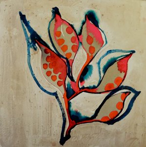 Corail éclatant et motifs botaniques