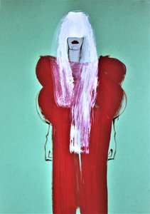 Cheveux blancs, robe rouge - Doris Schmitz