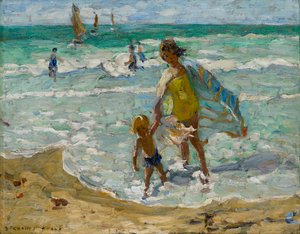 Un jour de grand vent au bord de la mer (huile sur toile)