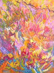 Fleurs abstraites aux couleurs vives - Dorothy Fagan