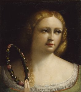 Femme avec une couronne de fleurs, 1520-25