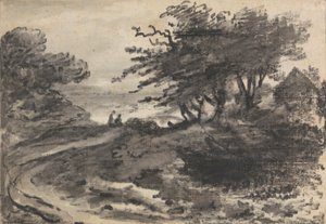 Paysage avec arbres et deux figures