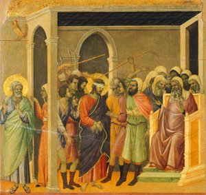 Christ moqué (Cristo percosso), détail, recto de la Maestà - Duccio di Buoninsegna