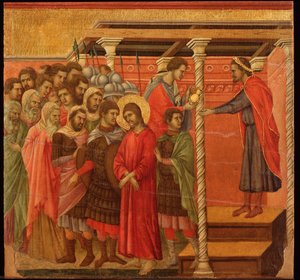 Ponce Pilate se lave les mains. Retable de La Maestà