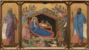 La Nativité avec les prophètes Isaïe et Ézéchiel