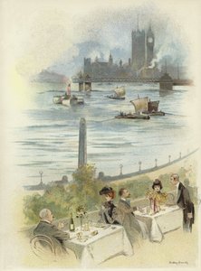 Déjeuner sur la terrasse surplombant la Tamise - Dudley Hardy