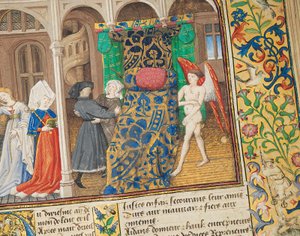 Page de "La Belle Dame Sans Merci" par Alain Chartier, Paris, début du XVe siècle