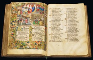 Page de "La Belle Dame Sans Merci" par Alain Chartier, Paris, début du 15e siècle - Dunois Master