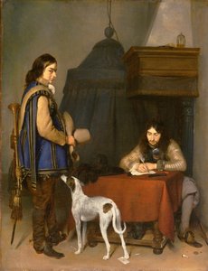 Officier écrivant une lettre, avec un trompettiste